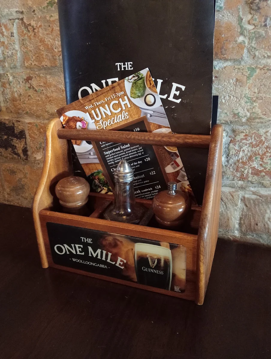 Menu, The One Mile Woolloongabba (Sports Bar & Restaurant)
