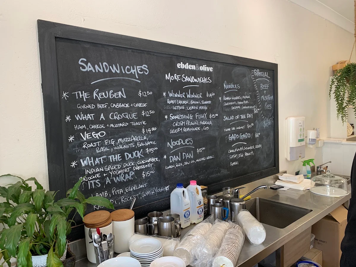 Menu, Ebden & Olive Cafe