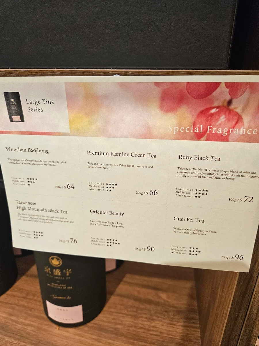 Menu, JSY Tea Chadstone