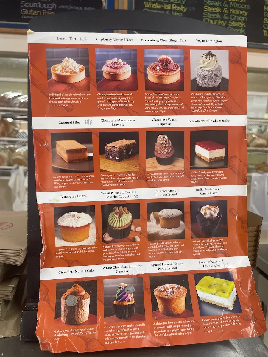 Menu, Heritage Pies & Pastries