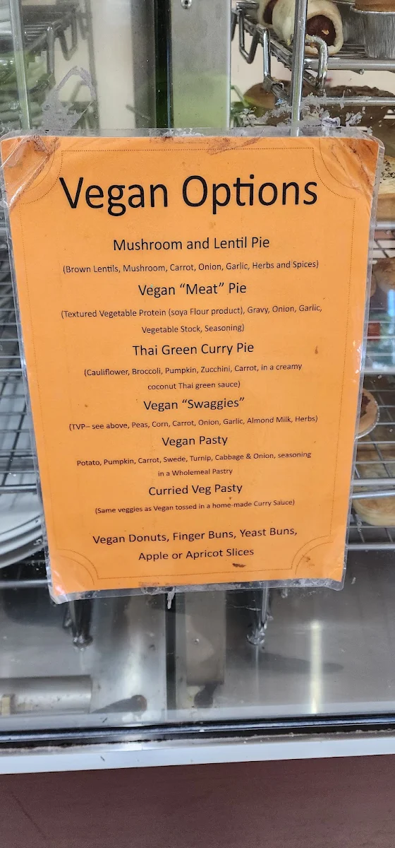 Menu, Heritage Pies & Pastries