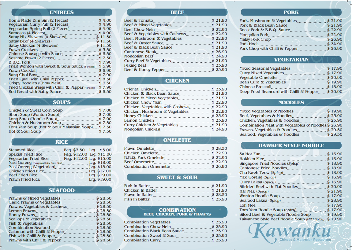 Menu, Kawanku