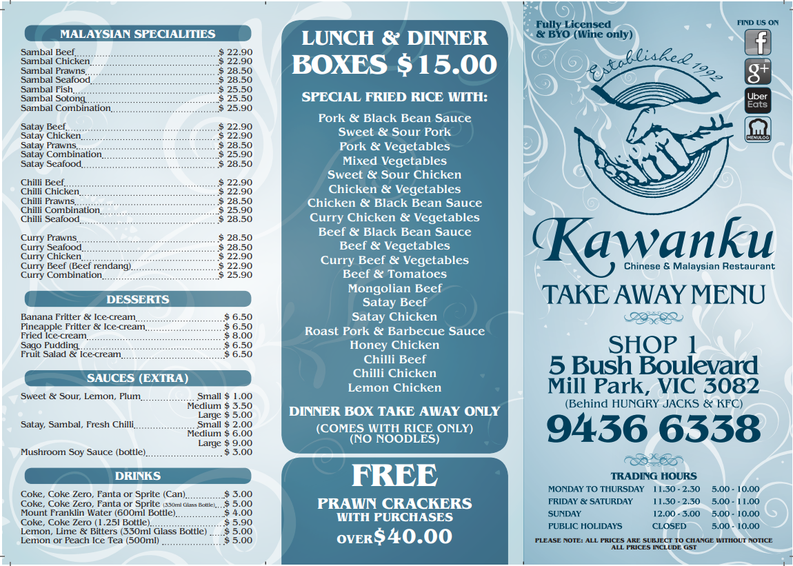 Menu, Kawanku