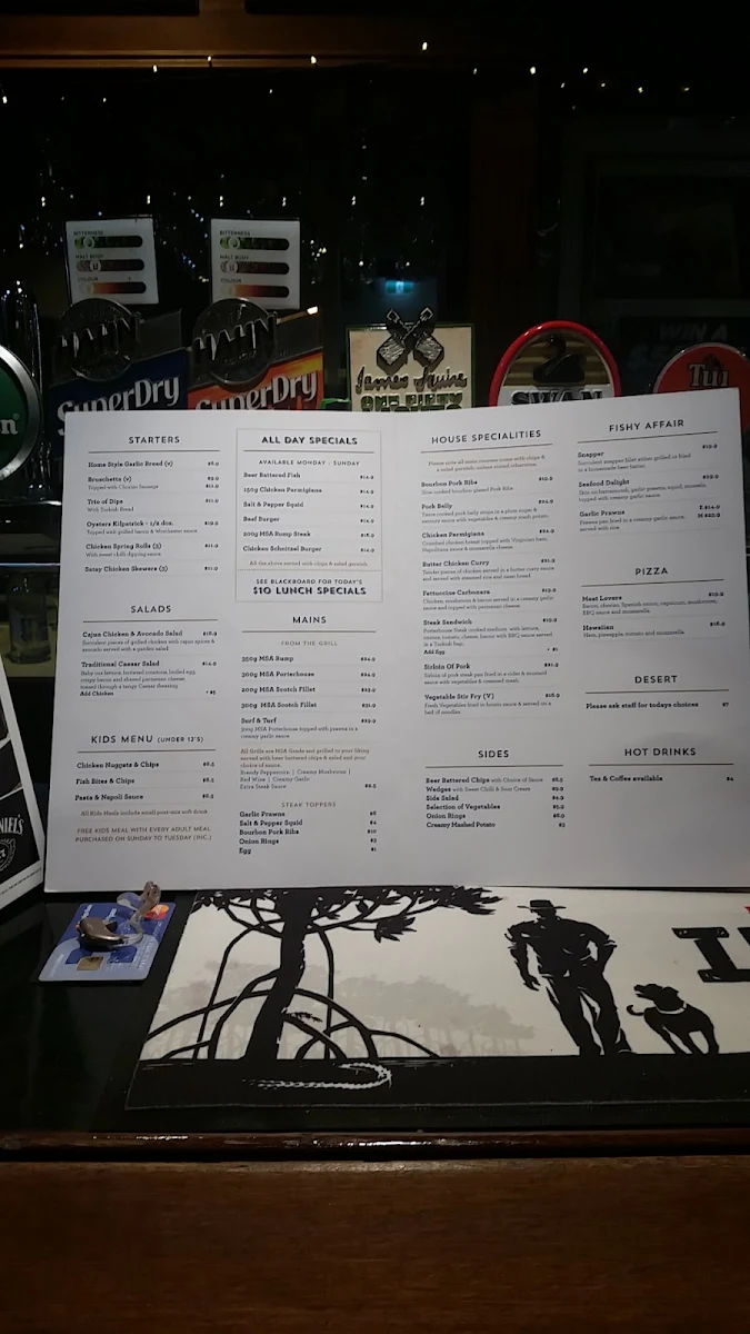 Menu, Swan View Tavern