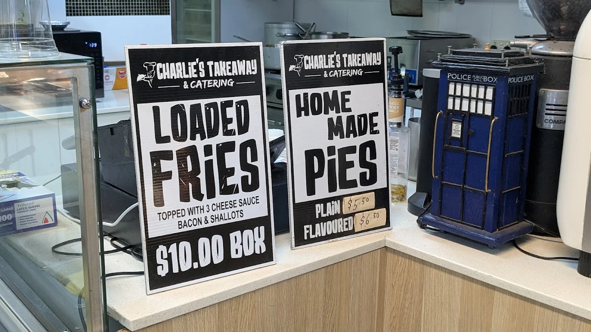 Menu, Charlie’s Takeaway and Catering