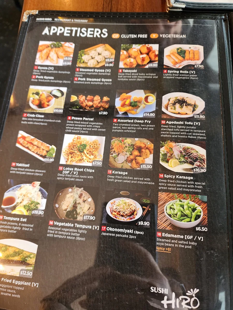 Menu, Sushi Hiro Narrabeen