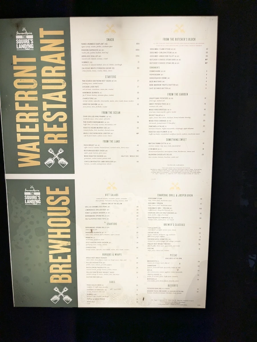 Menu, The Oriana Sydney