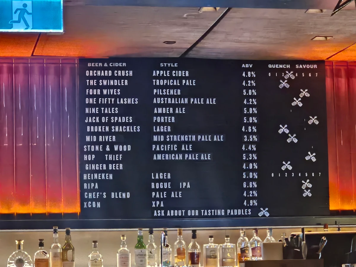 Menu, The Oriana Sydney