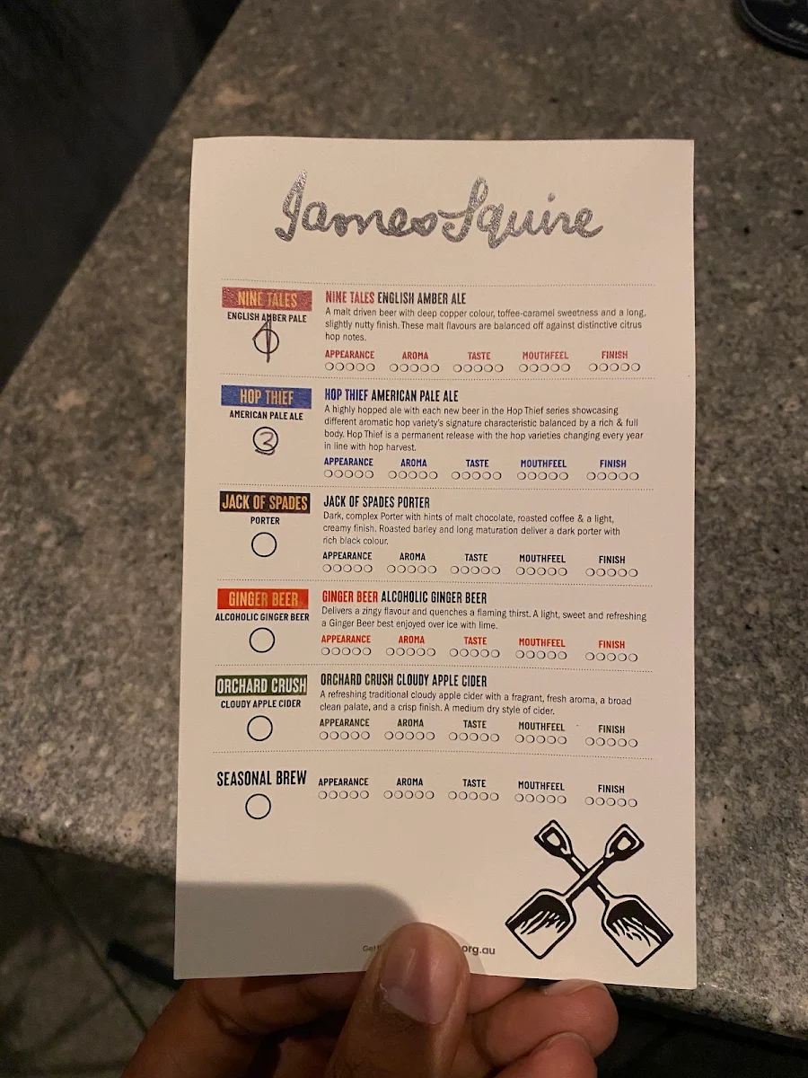 Menu, The Oriana Sydney
