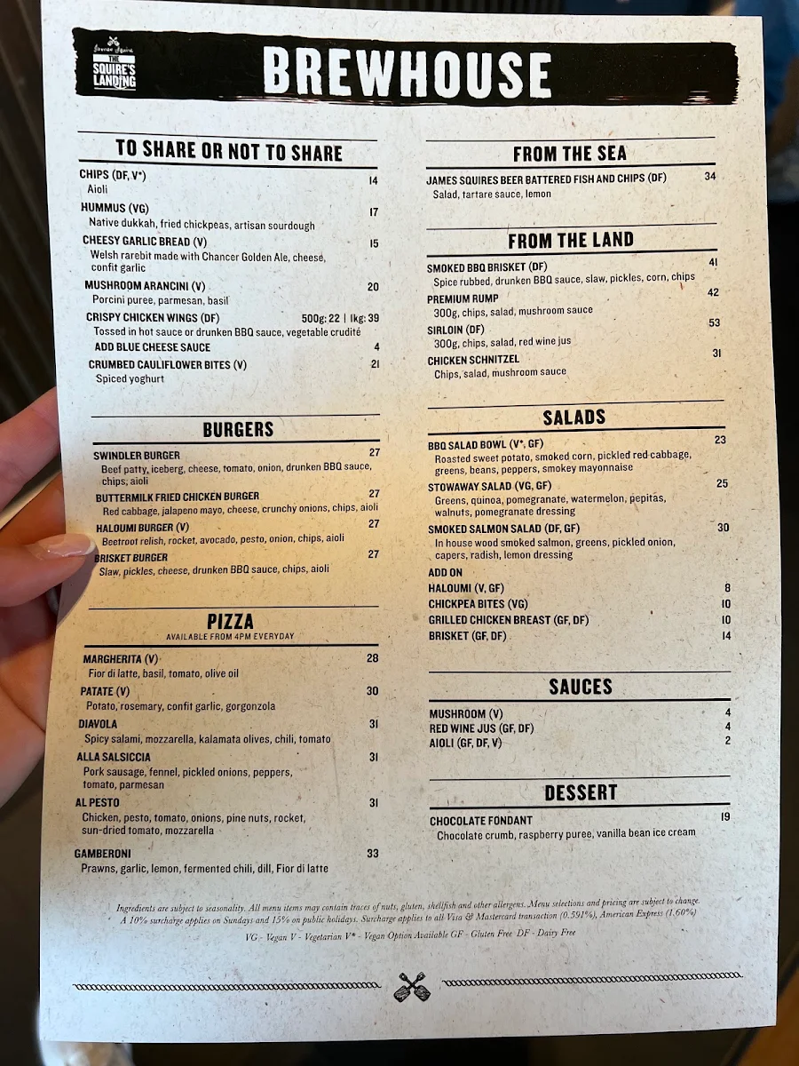 Menu, The Oriana Sydney
