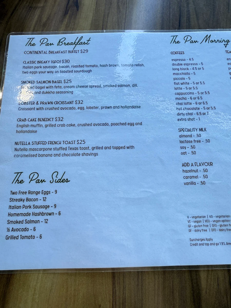 Menu, The Rocks Restaurant & Bar (Rebranded to Coral Sea Pavilion)