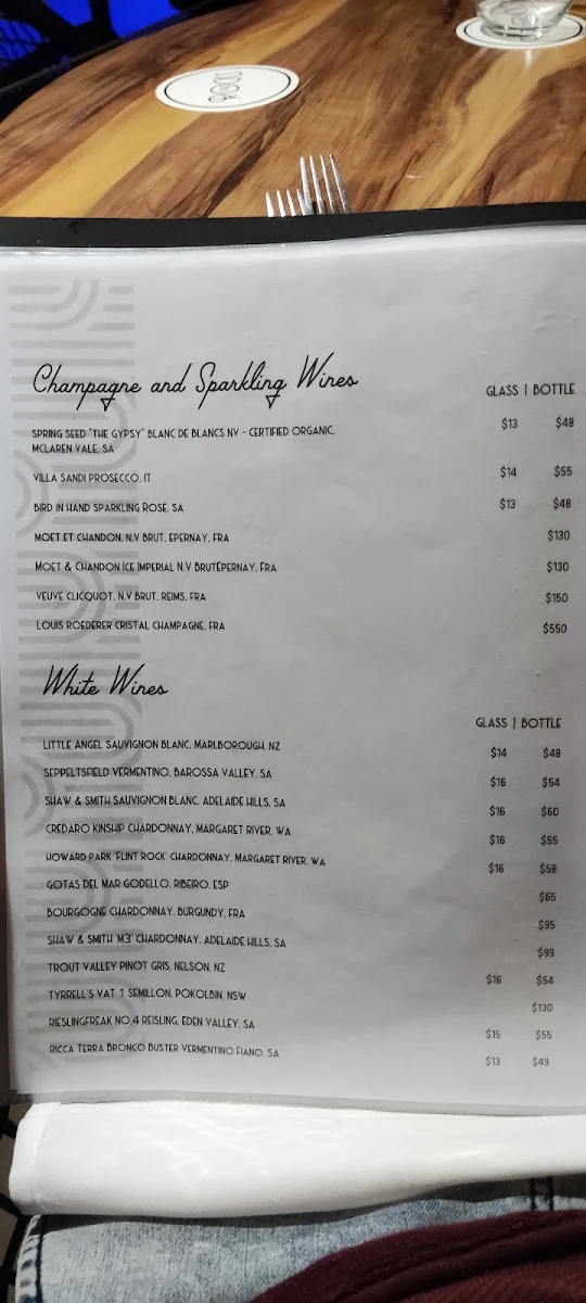 Menu, The Rocks Restaurant & Bar (Rebranded to Coral Sea Pavilion)