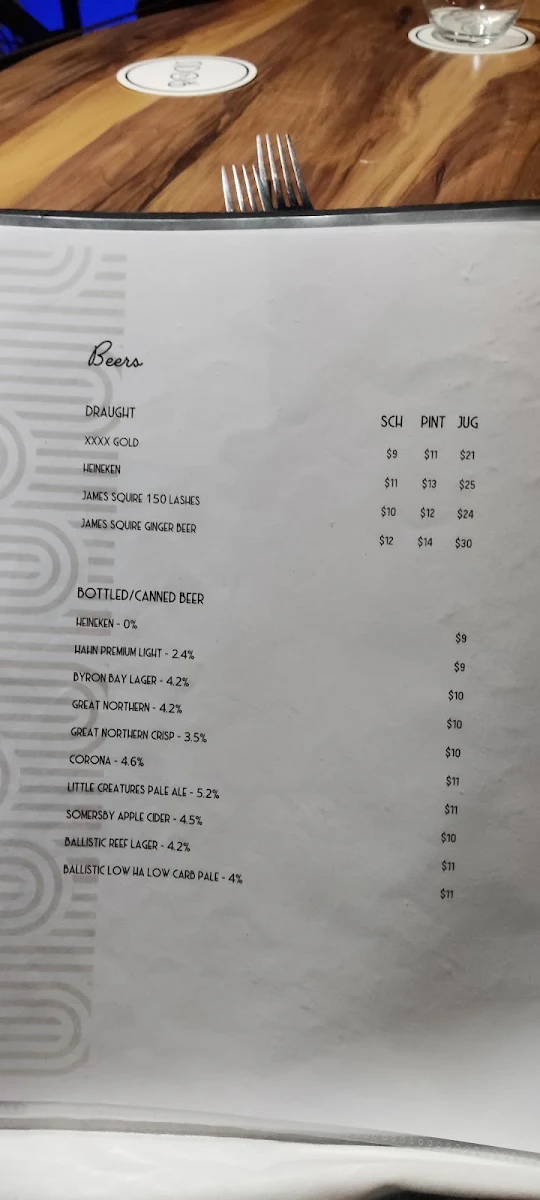 Menu, The Rocks Restaurant & Bar (Rebranded to Coral Sea Pavilion)