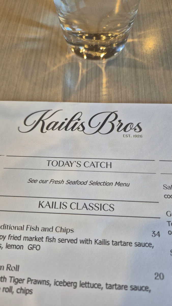 Menu, Kailis Bros Leederville