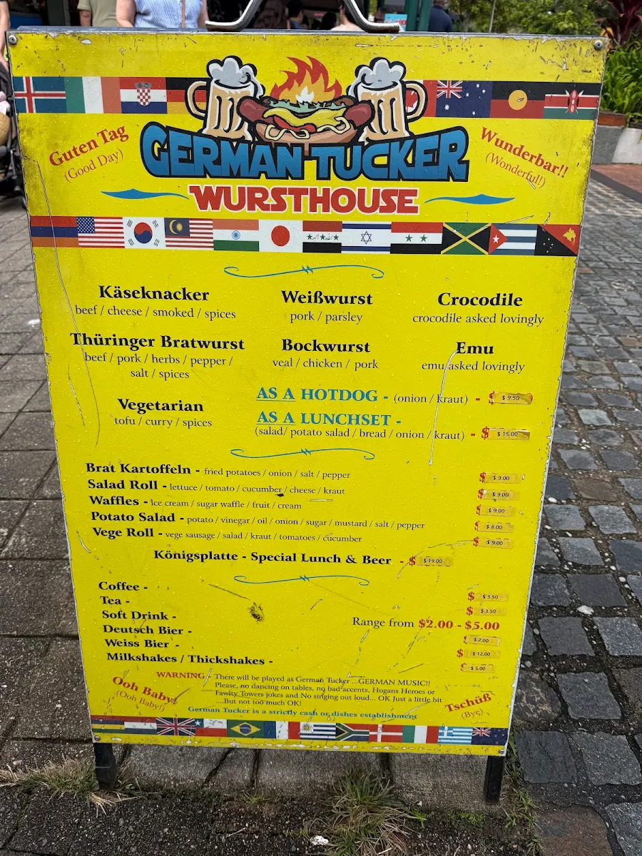 Menu, German Tucker