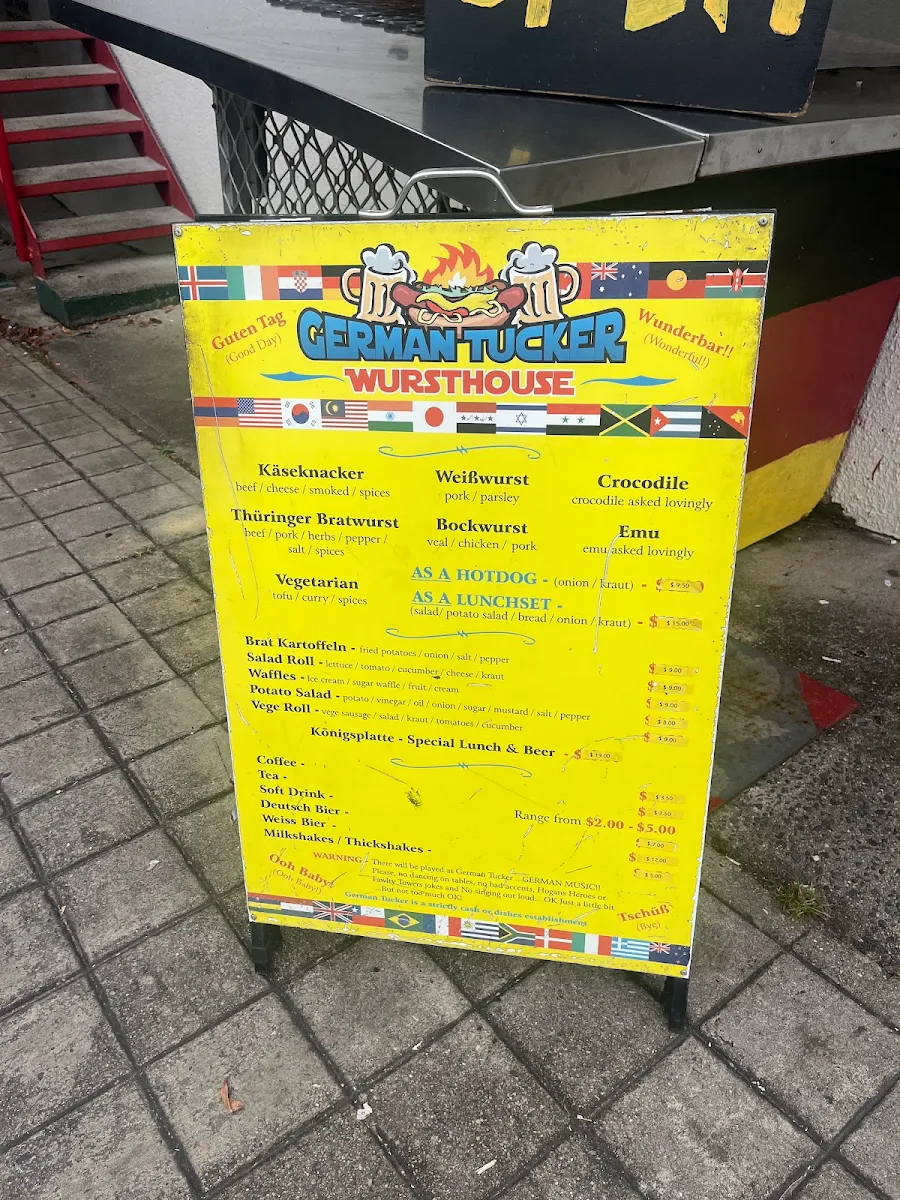 Menu, German Tucker