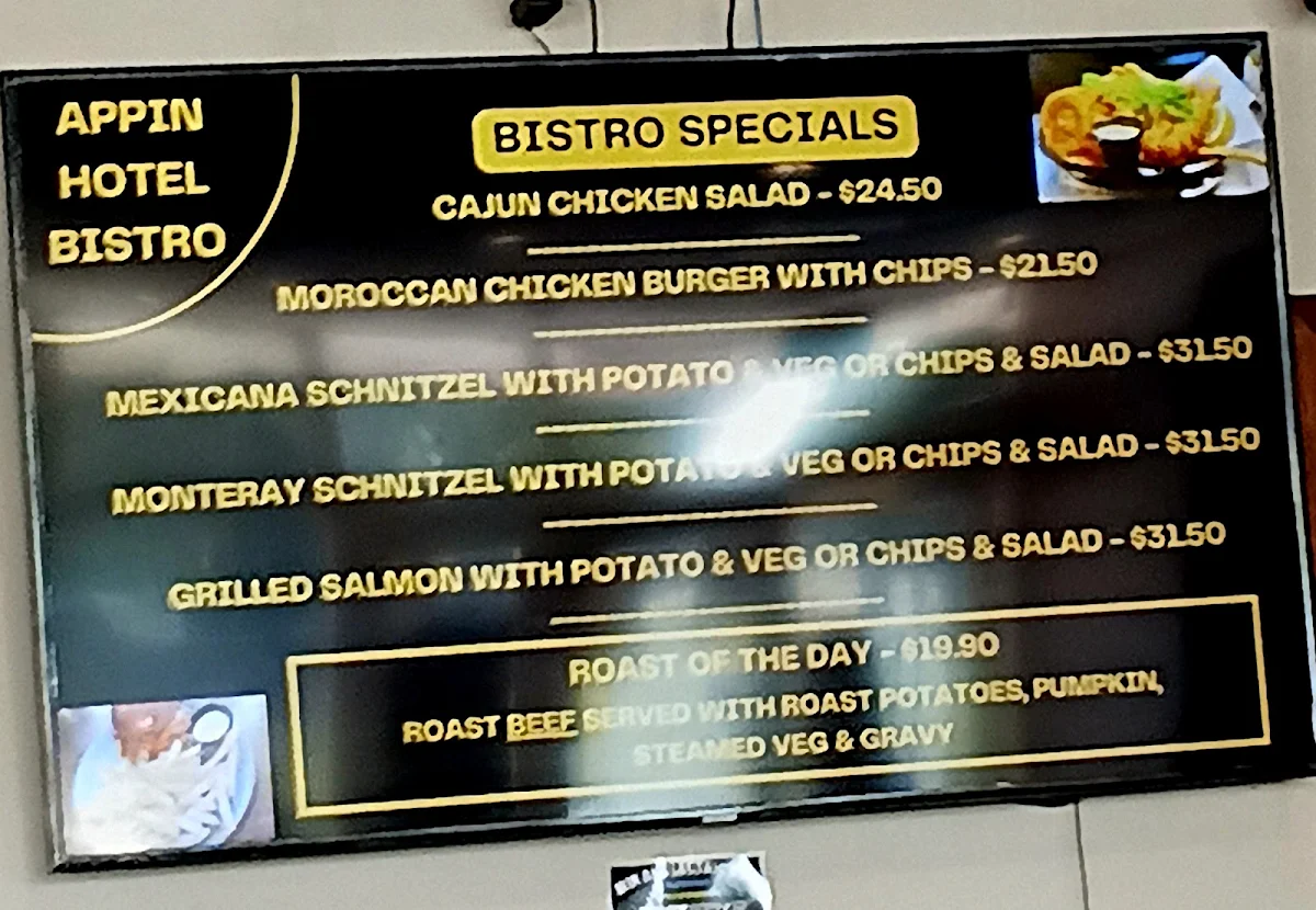 Menu, Appin Hotel