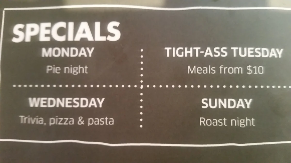 Menu, Appin Hotel