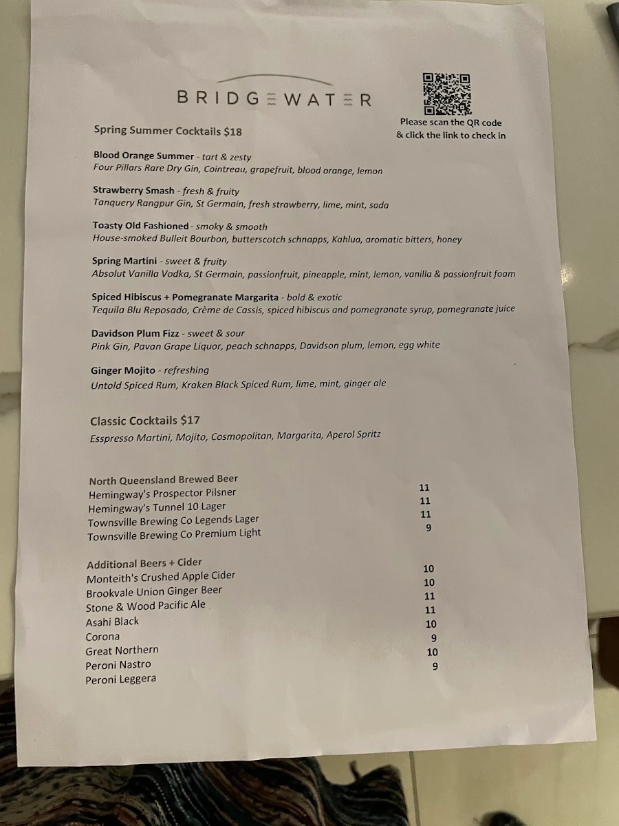 Menu, Bridgewater Q