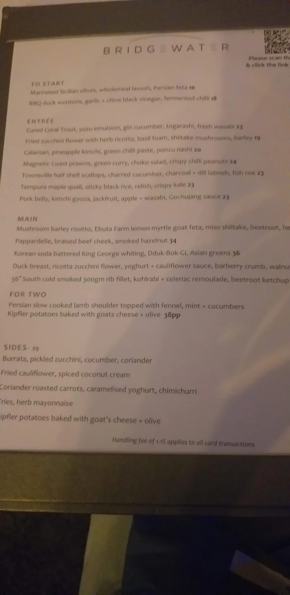 Menu, Bridgewater Q