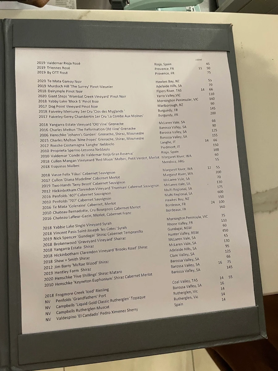 Menu, Bridgewater Q