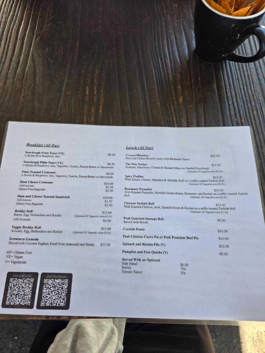 Menu, Ma Belle’s Cafe