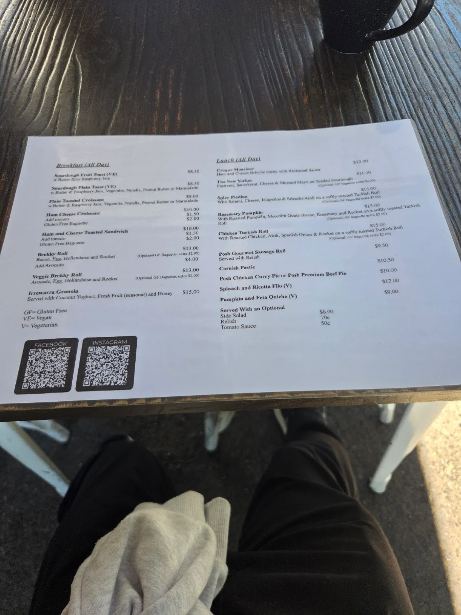 Menu, Ma Belle’s Cafe
