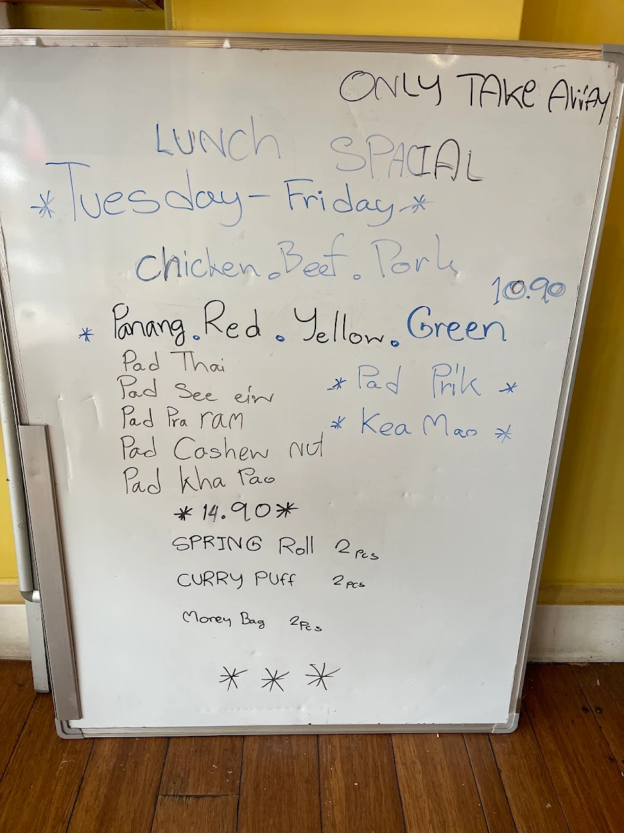 Menu, Baan Chang Thai Restaurant