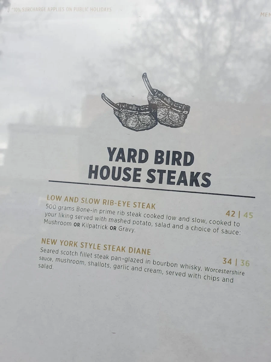 Menu, Yard Bird