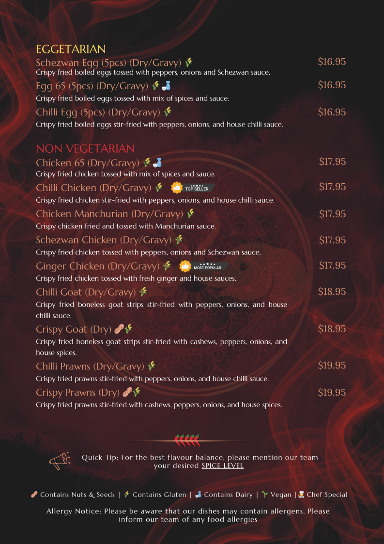 Menu, Namaste Mate Multi Indian Cuisine Restaurant