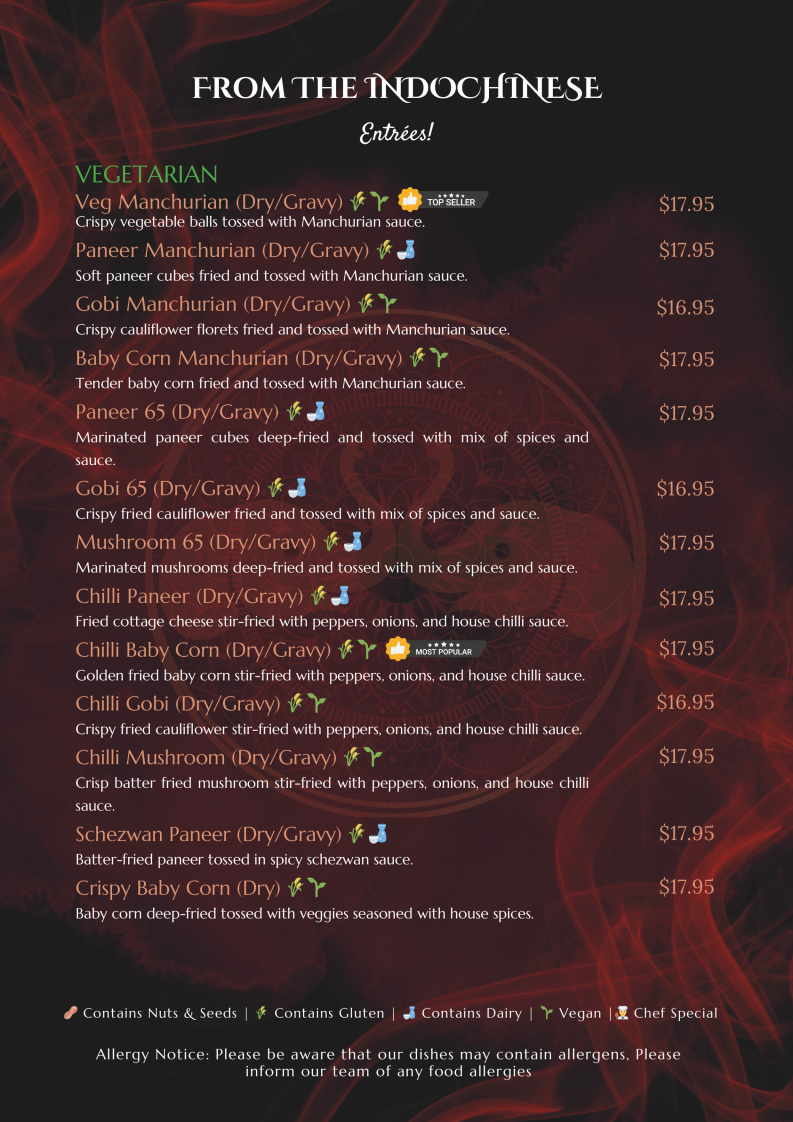 Menu, Namaste Mate Multi Indian Cuisine Restaurant