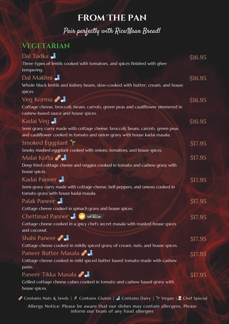 Menu, Namaste Mate Multi Indian Cuisine Restaurant