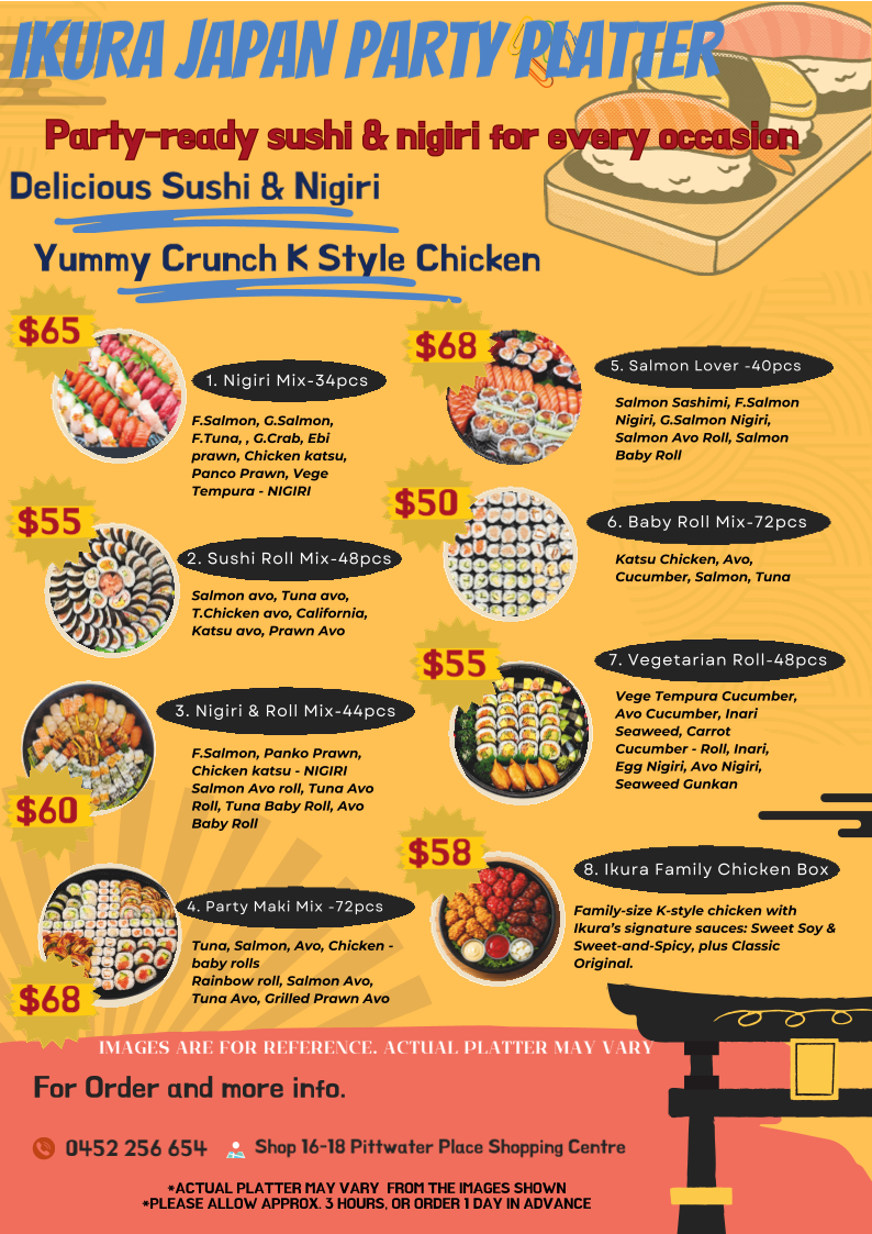 Menu, IKURA JAPAN Sushi Train(イクラ 日本)