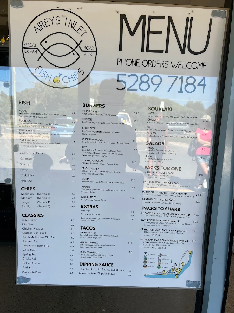Menu, Aireys Inlet Fish & Chips