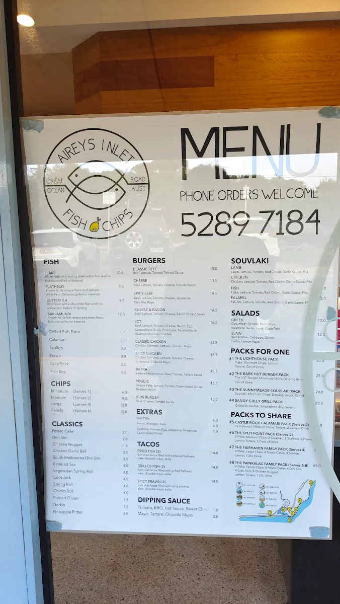 Menu, Aireys Inlet Fish & Chips