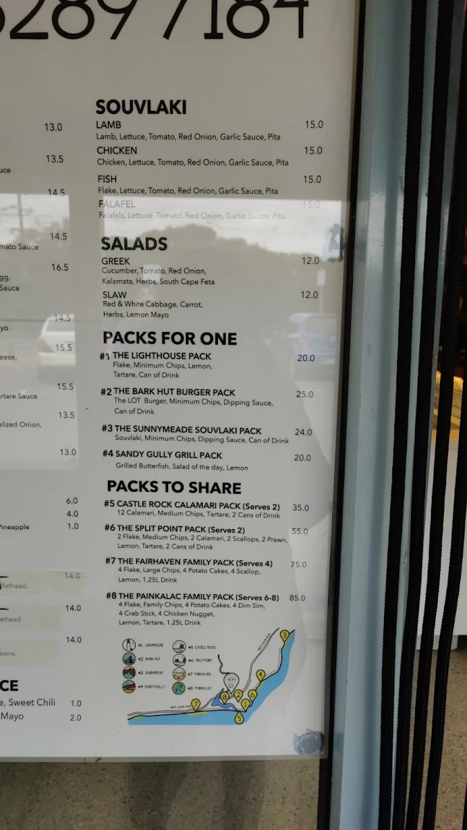 Menu, Aireys Inlet Fish & Chips