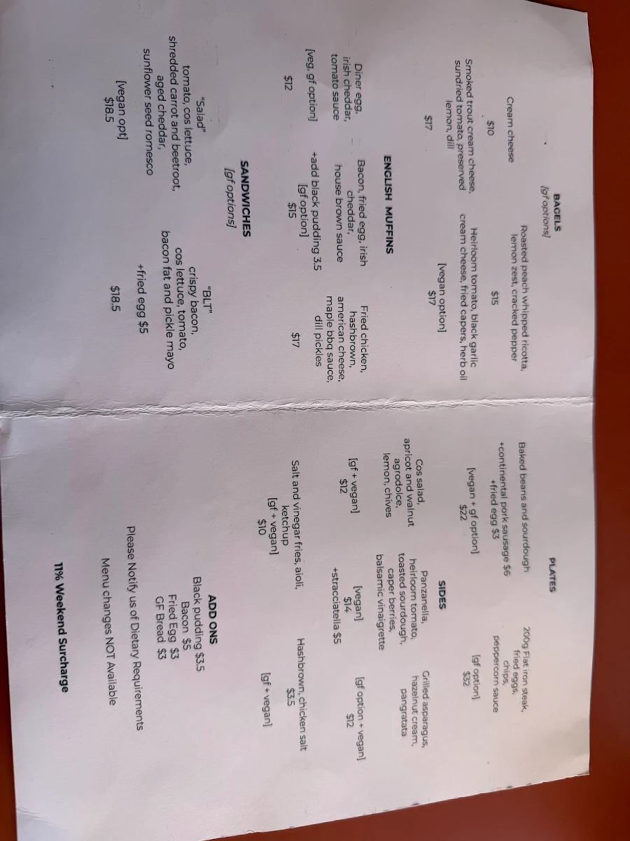 Menu, Skinnys Eatery
