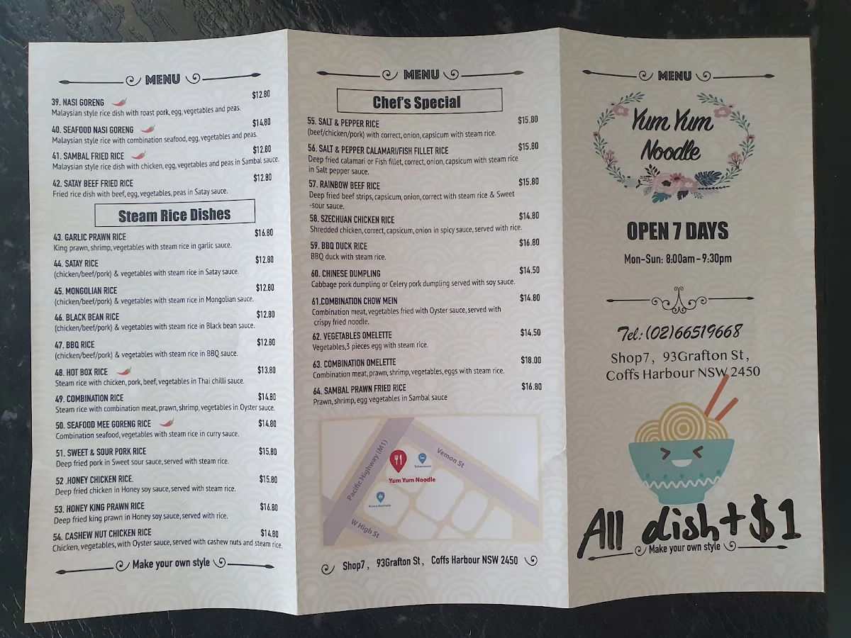 Menu, Yum Yum Noodle