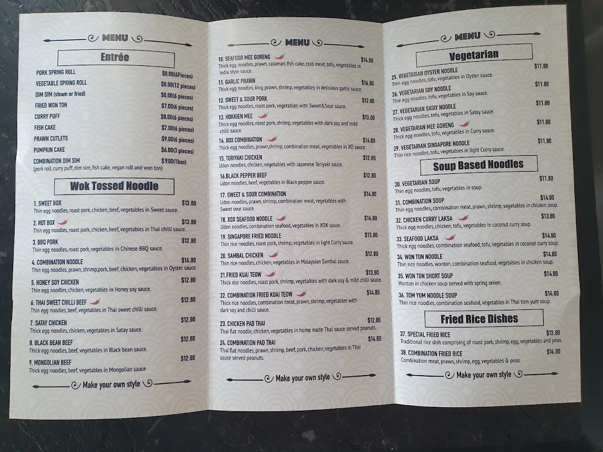 Menu, Yum Yum Noodle