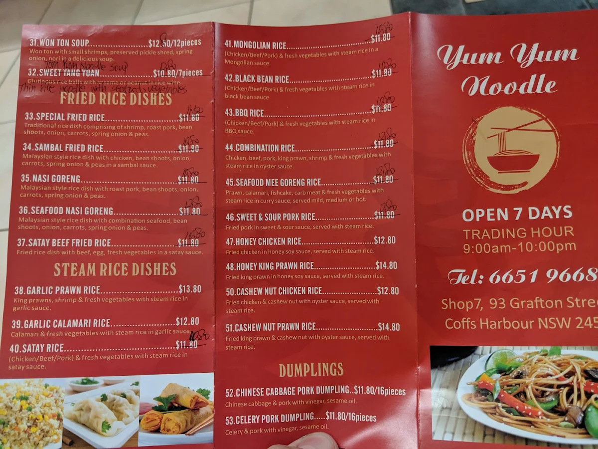 Menu, Yum Yum Noodle