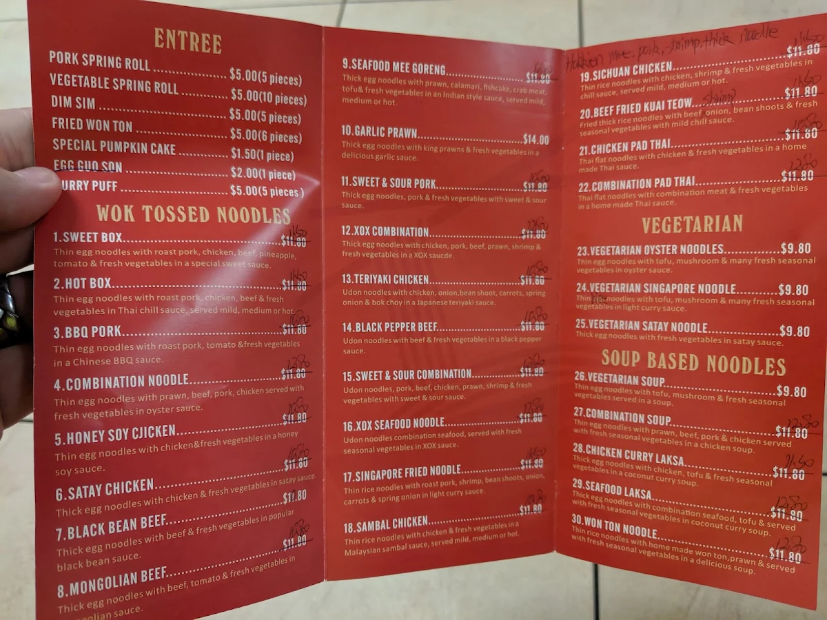 Menu, Yum Yum Noodle