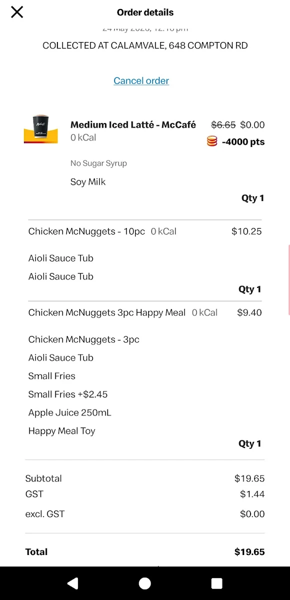 Menu, McDonald's Calamvale