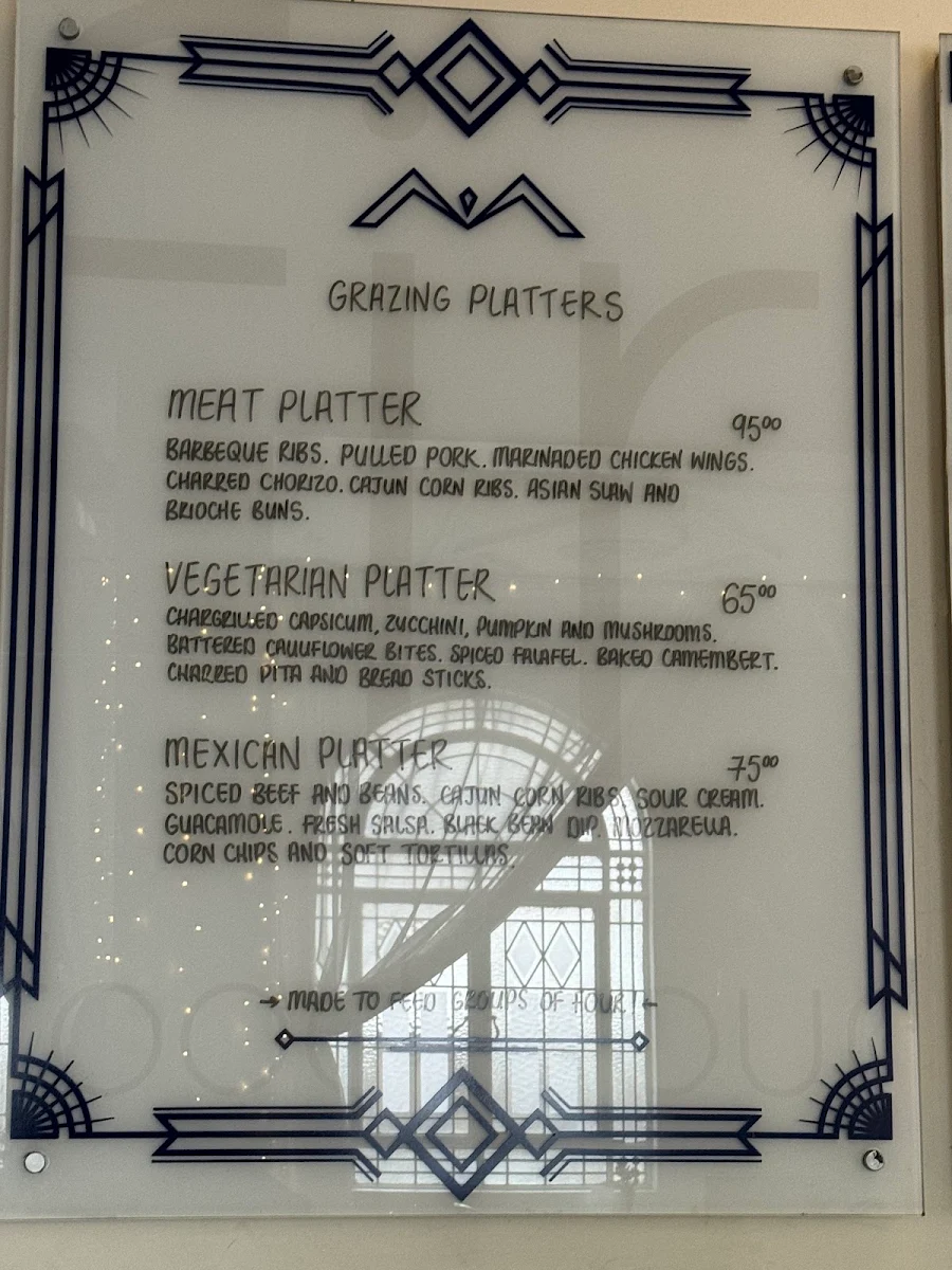 Menu, The Loft at The Richmond