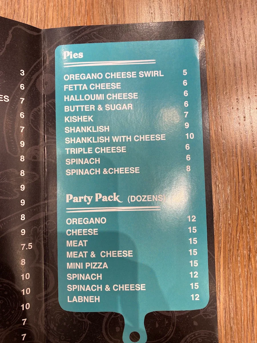 Menu, Crown Manoosh & Pizza