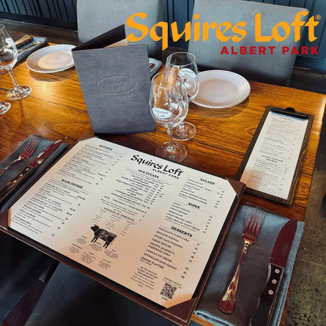 Menu, Squires Loft Albert Park