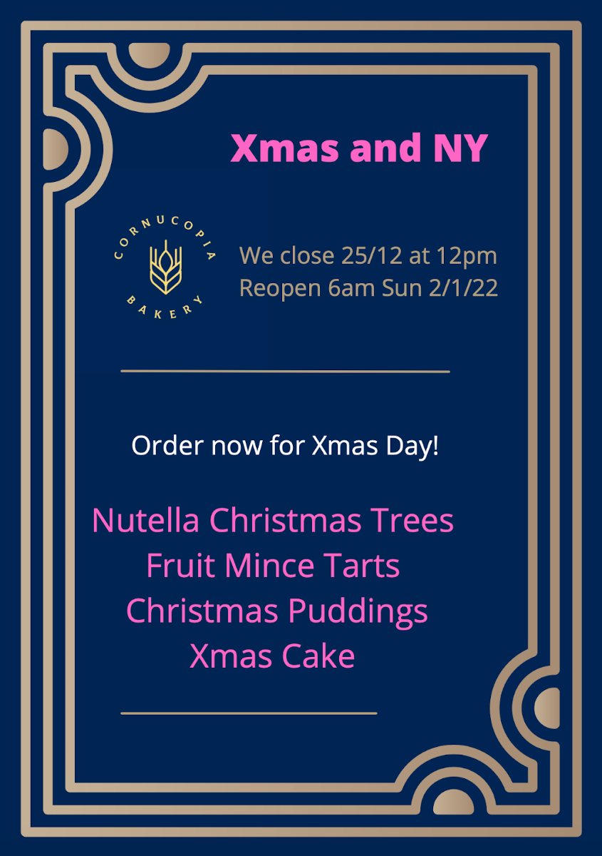 Menu, Cornucopia Bakery