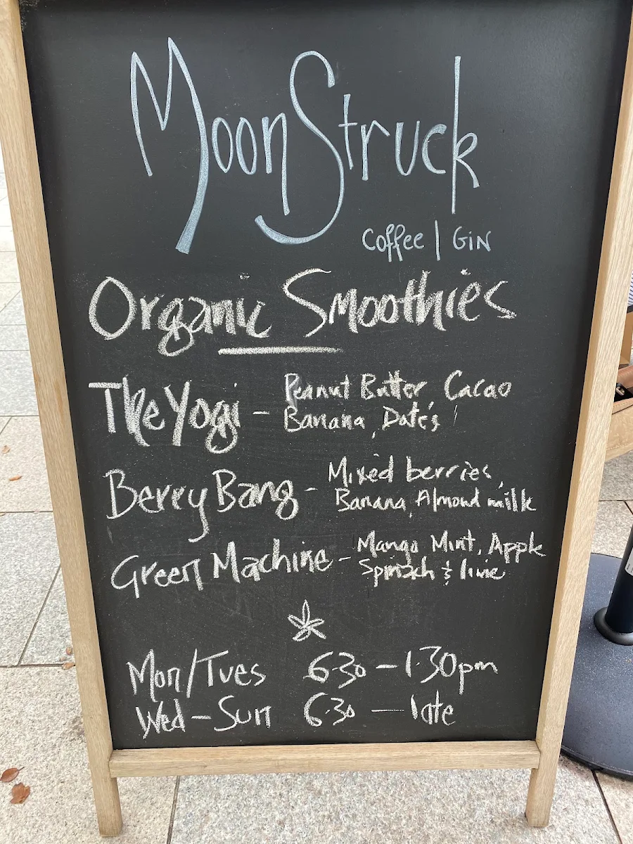 Menu, Moonstruck Noosa