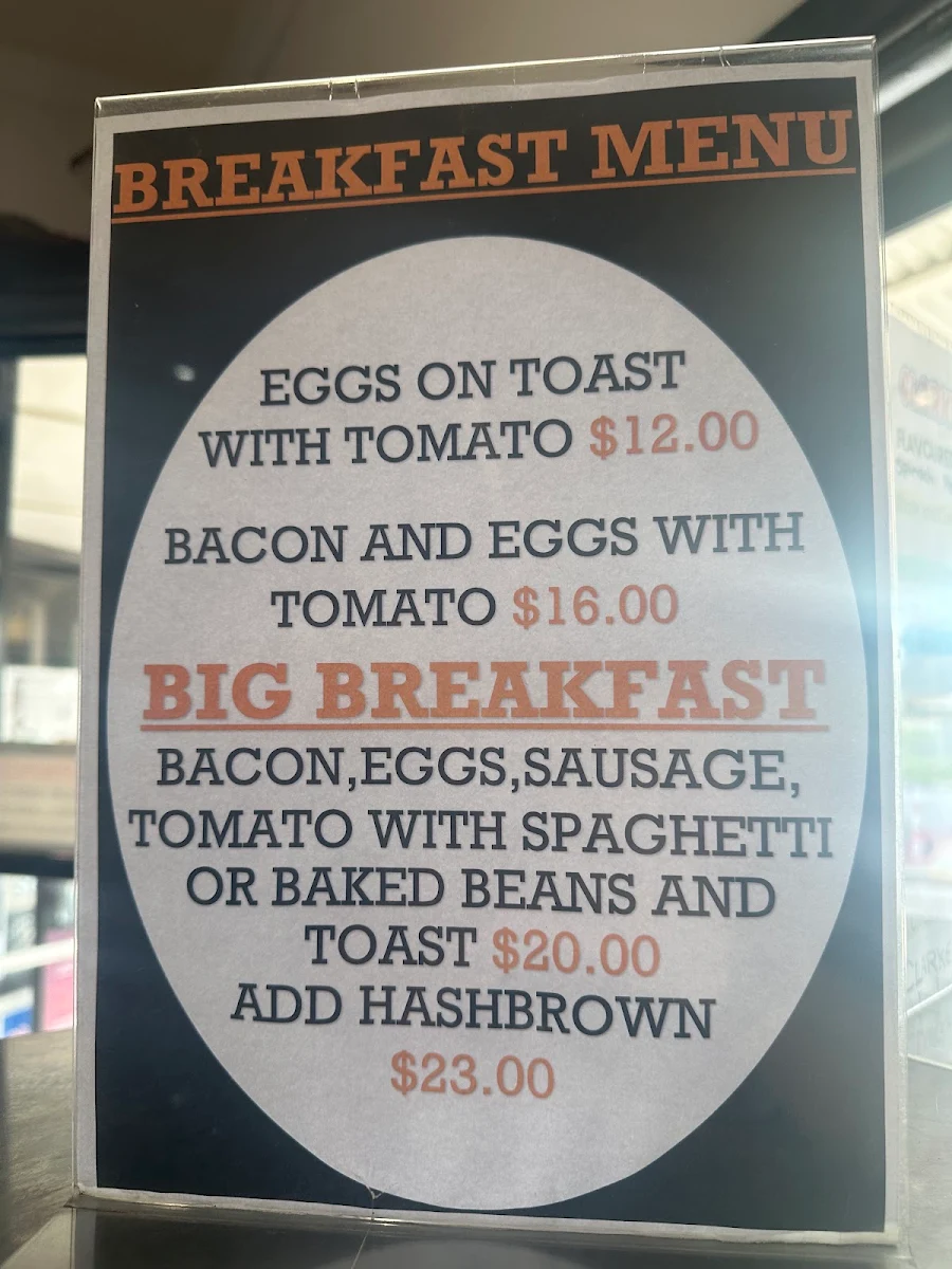 Menu, Lake Bolac Diner and Cafe
