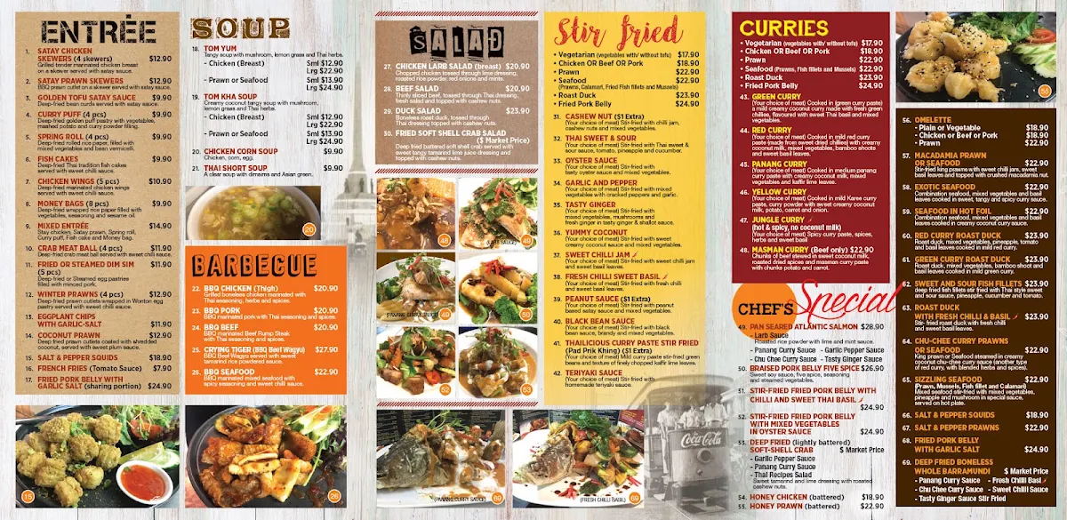 Menu, Thai Recipes Picton