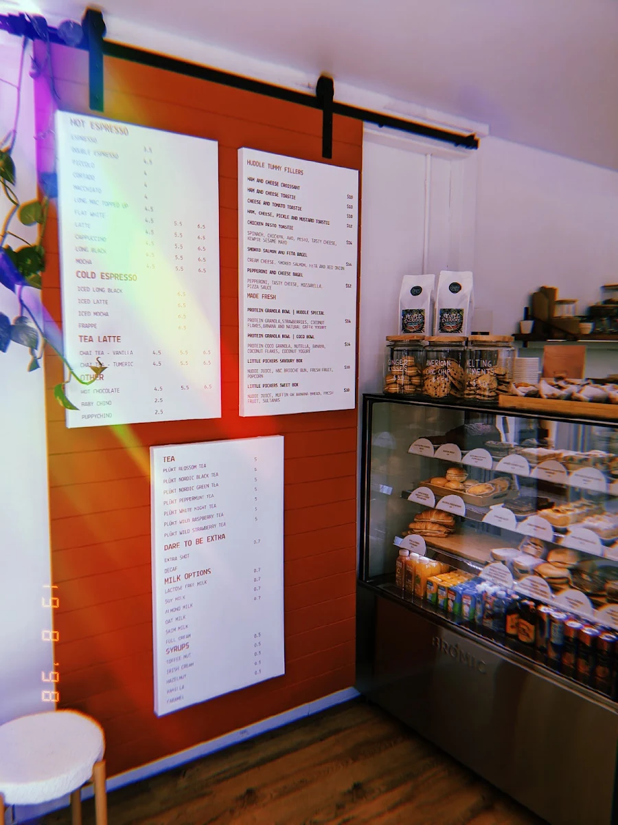Menu, HUDDLE: the brew